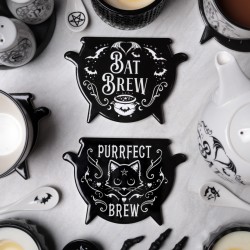 Purrfect Brew Cat Ceramic Cauldron Coaster