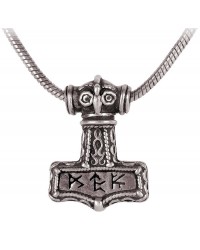 Bindrune Thors Hammer Pewter Necklace