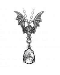 La Nuit Crystal Bat Pewter Necklace