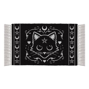 Purrfect  Black Cat Cotton Rug