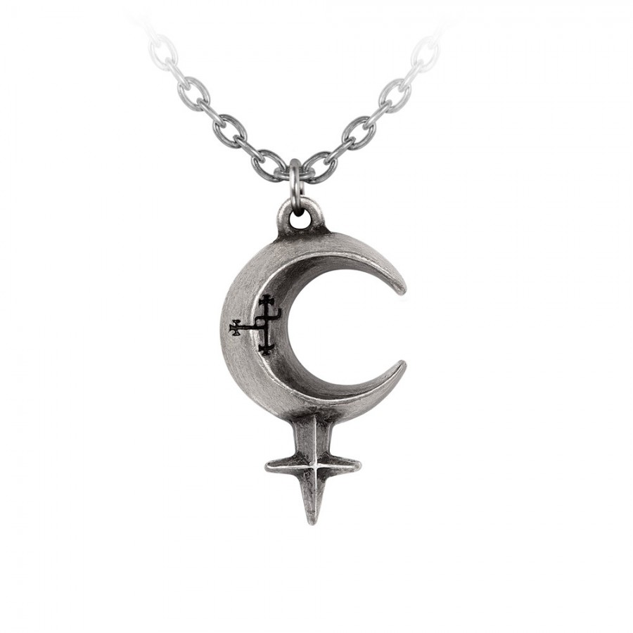 Lilith Cresent Moon Symbol Pendant In Pewter Gothic Jewelry