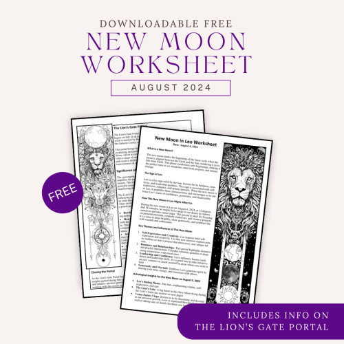 New Moon in Leo Free Worksheet Tools, Themes, Intentions