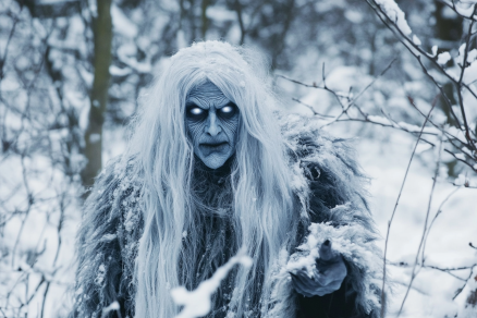 cailleach celtic goddess of winter an old hag with blue skin and long white hair