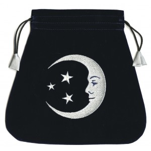 Smiling Moon Embroidered Tarot Bag