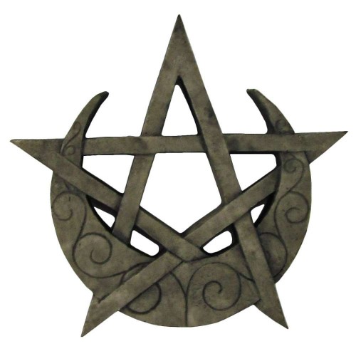 Crescent Moon Pentacle Small Wall Plaque | Mystic Convergence