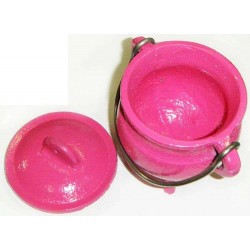 Pink Cast Iron Mini Cauldron with Lid