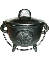 Tree of Life Cast Iron 4.5 Inch Witches Cauldron