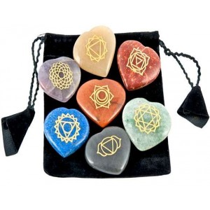 7 Heart Chakra Gem Stones in Velvet Pouch