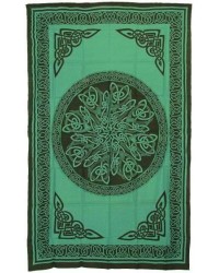 Celtic Knot Green Cotton Full Size Tapestry