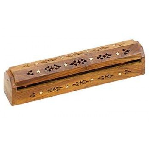 Wood Box Incense Burner with Stars