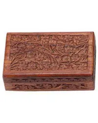 Floral Carved Wooden 8 Inch Box