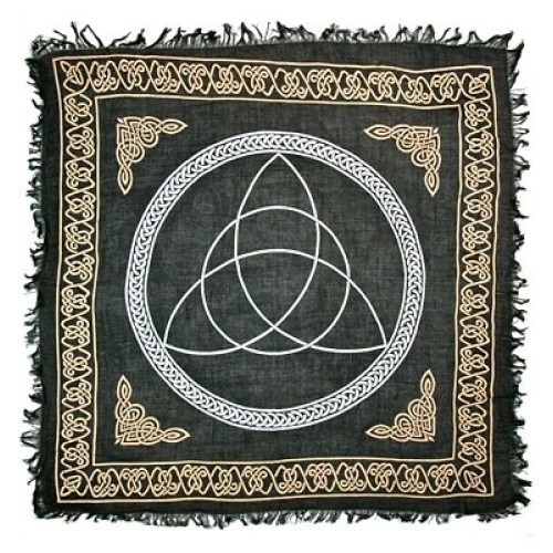 Black and Gold Large Triquetra Charmed Symbol Altar Cloth