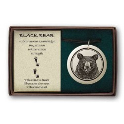 Black Bear Portait Animal Totem Porcelain Necklace