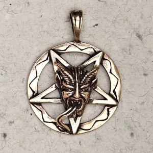 Baphomet Inverted Pentagram Bronze Necklace