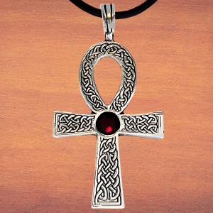 Ankh with Celtic Knotwork Pewter Necklace