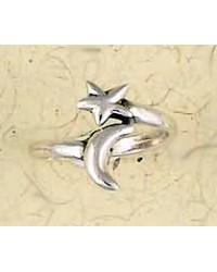 Moon and Star Sterling Silver Ring