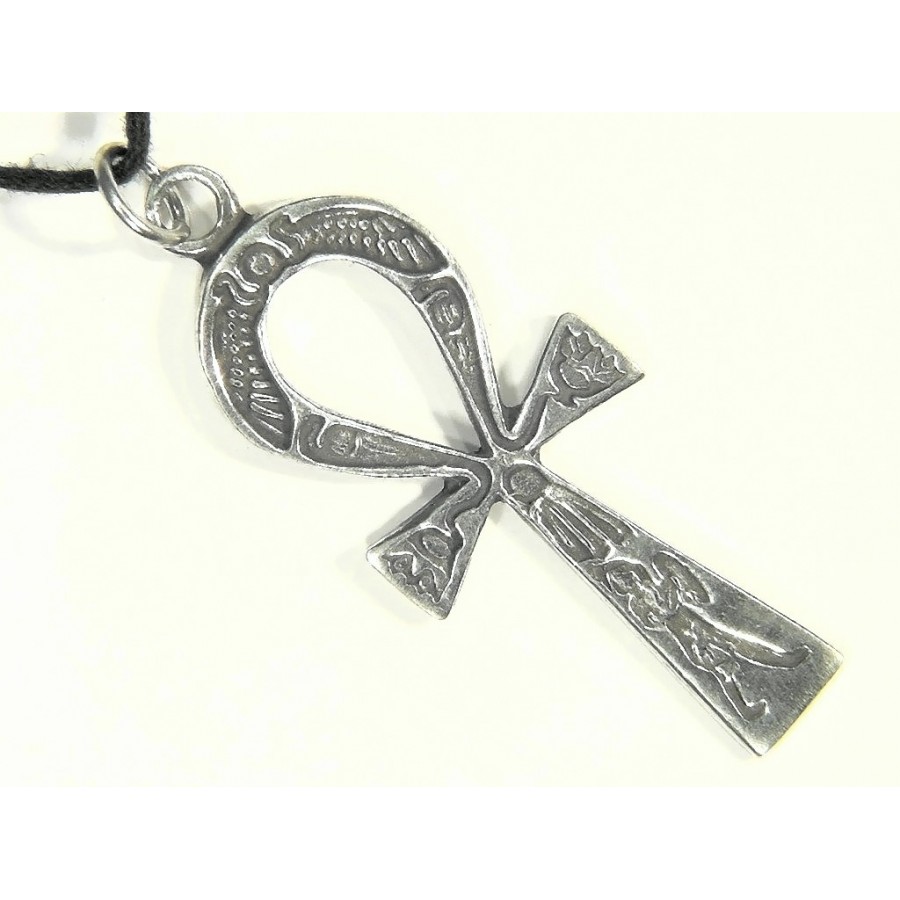 Ankh Inscribed Pewter Necklace in Pewter or Brass | Egyptian Jewelry