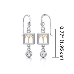 Aries Zodiac Sign Earrings with Diamond