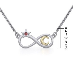 Infinity Moon and Star Silver and Gold Necklace 