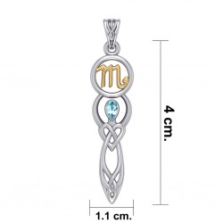 Celtic Goddess Scorpio Zodiac Symbol Pendant with Blue Topaz