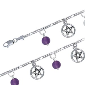 Pentacle and Gemstone Charm Bracelet