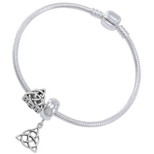 Triquetra Sterling Silver Bead Bracelet