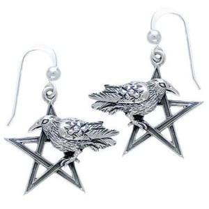 Pentacle Raven Earrings