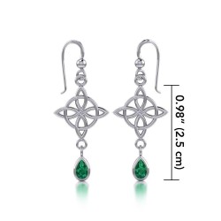 Celtic Quaternary Knot Earrings with Emerald