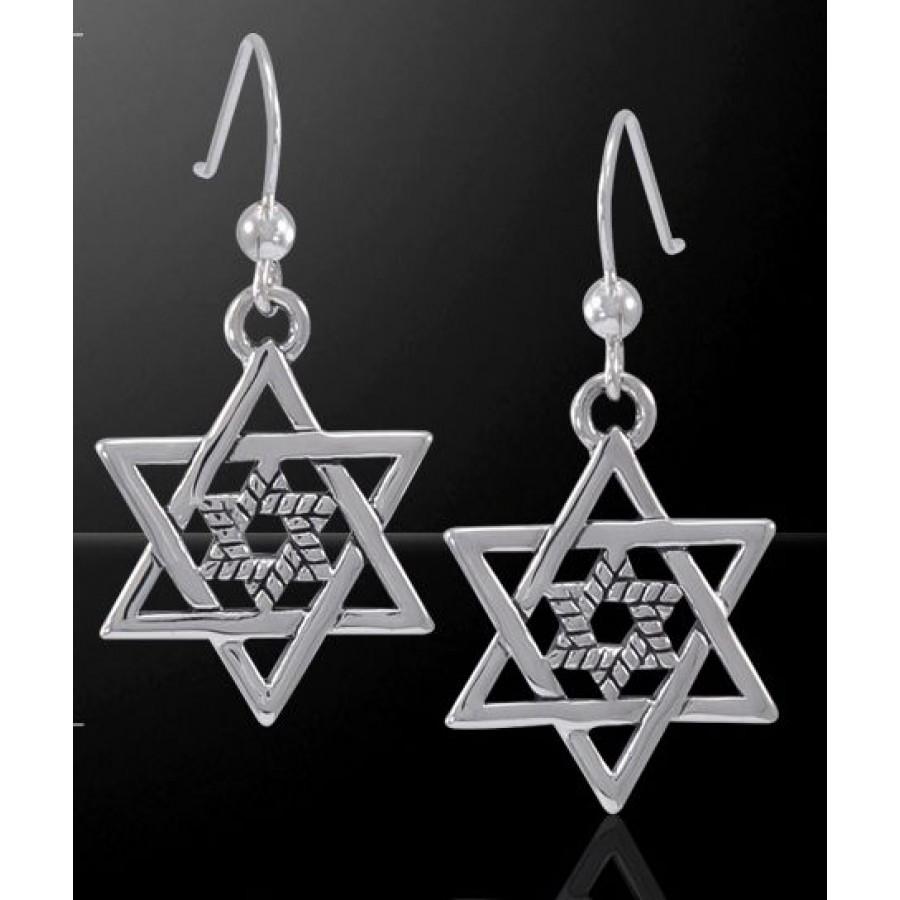 Double Star of David Sterling Silver Earrings | Judiasm, Jewish Jewelry