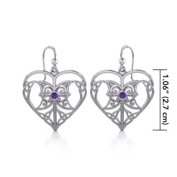 Celtic Triple Goddess Love Peace Earrings with Amethyst