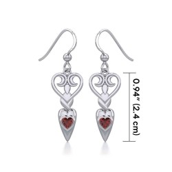 Goddess with Garnet Heart Earrings