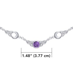 Magick Moon Silver Necklace with Amethyst Gem