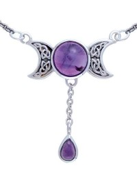 Celtic Triple Moon Necklace with Amethyst for Spirituality