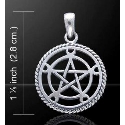 Moon Pentacle Sterling Silver Pentagram Pendant