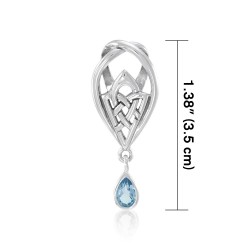 Celtic Knot of Protection Silver Pendant with Blue Topaz Gemstone