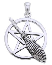 Broom Pentacle Pendant in Sterling Silver