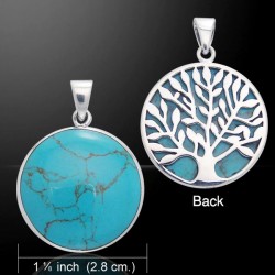 Tree of Life Turquoise Silver Pendant 