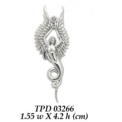 Captured by the Grace of the Angel Phoenix Pendant with White Cubic Zirconia