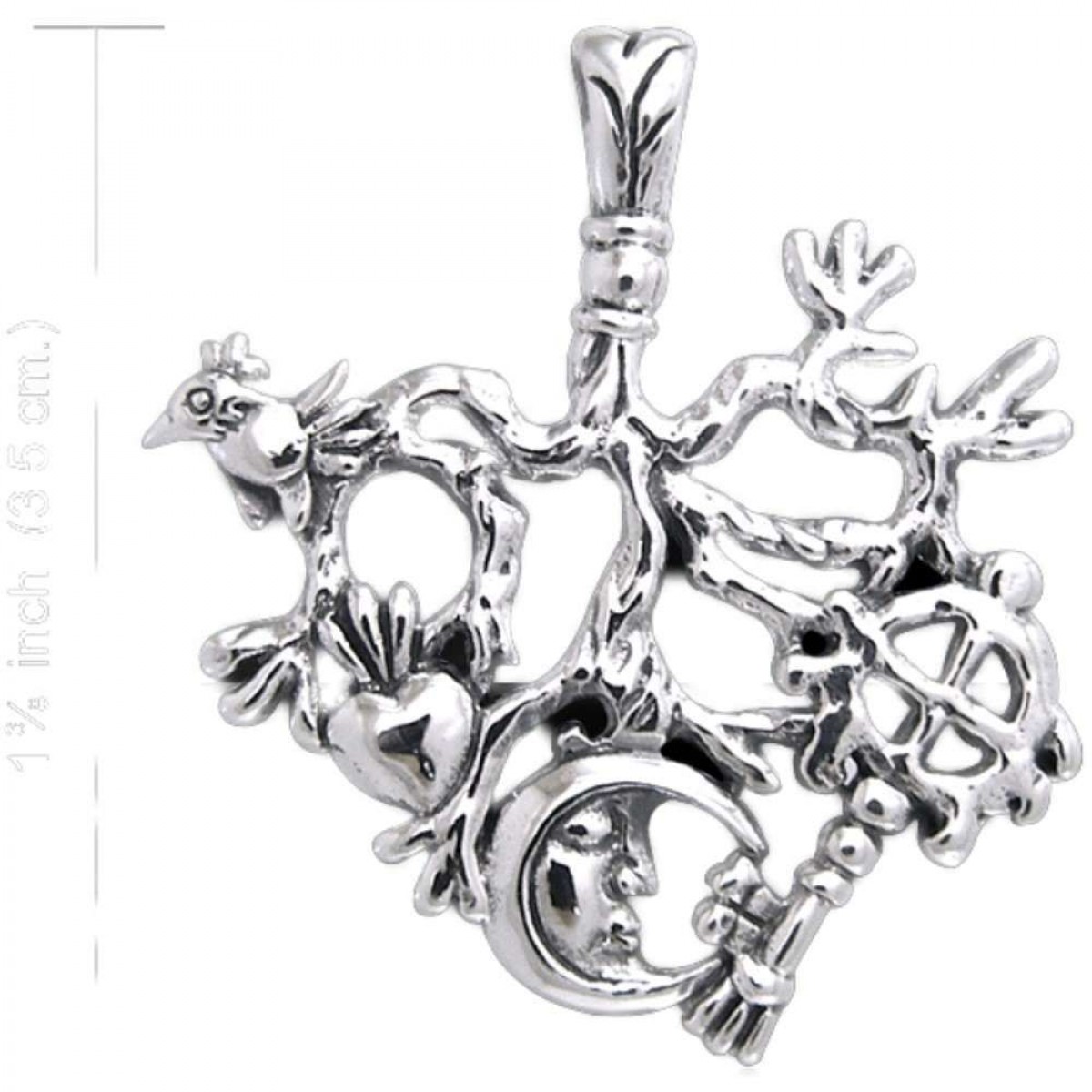 Cimaruta Witches Charm Pendant - 92.5 Sterling Silver (Stregha,  Stregheria)