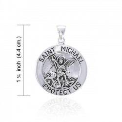 Saint Michael Large Silver Pendant