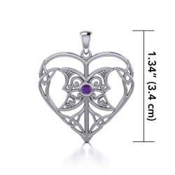 Celtic Triple Goddess Love Peace Pendant with Amethyst