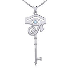 Eye of Horus Key Pendant with Rainbow Moonstone