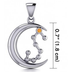 Crescent Moon and Scorpio Astrology Constellation Pendant