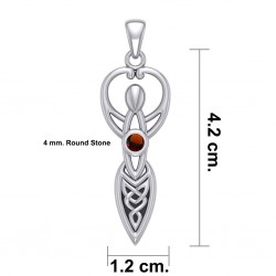 Celtic Goddess Pendant with Garnet Birthstone