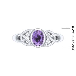 Celtic Triquetra Knot Ring with Amethyst Gemstone