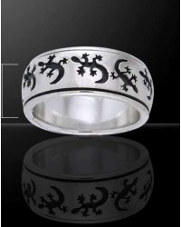 Gecko Sterling Silver Fidget Spinner Ring