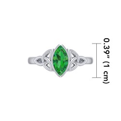 Double Triquetra Ring with Emerald Gem