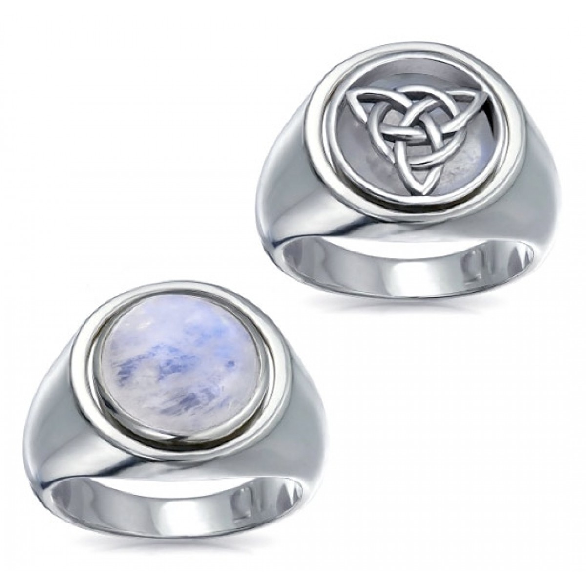 Celtic Triquetra with Rainbow Moonstone Flip Ring, Hidden