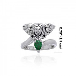 Guardian Angel Ring with Emerald Gem