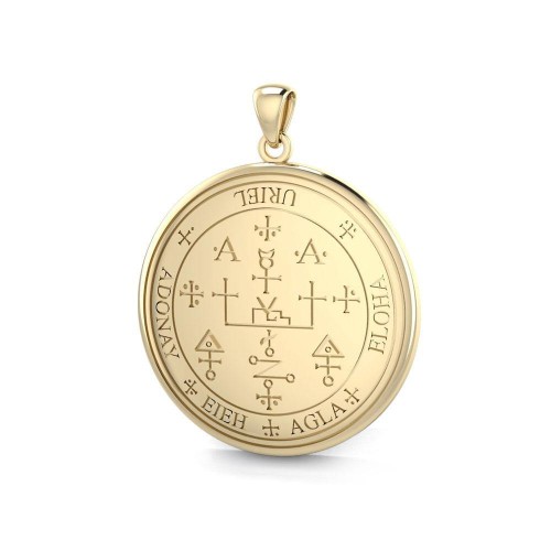 Archangel Uriel Sigil Solid Gold Pendant, Talisman, Amulet, Wisdom ...